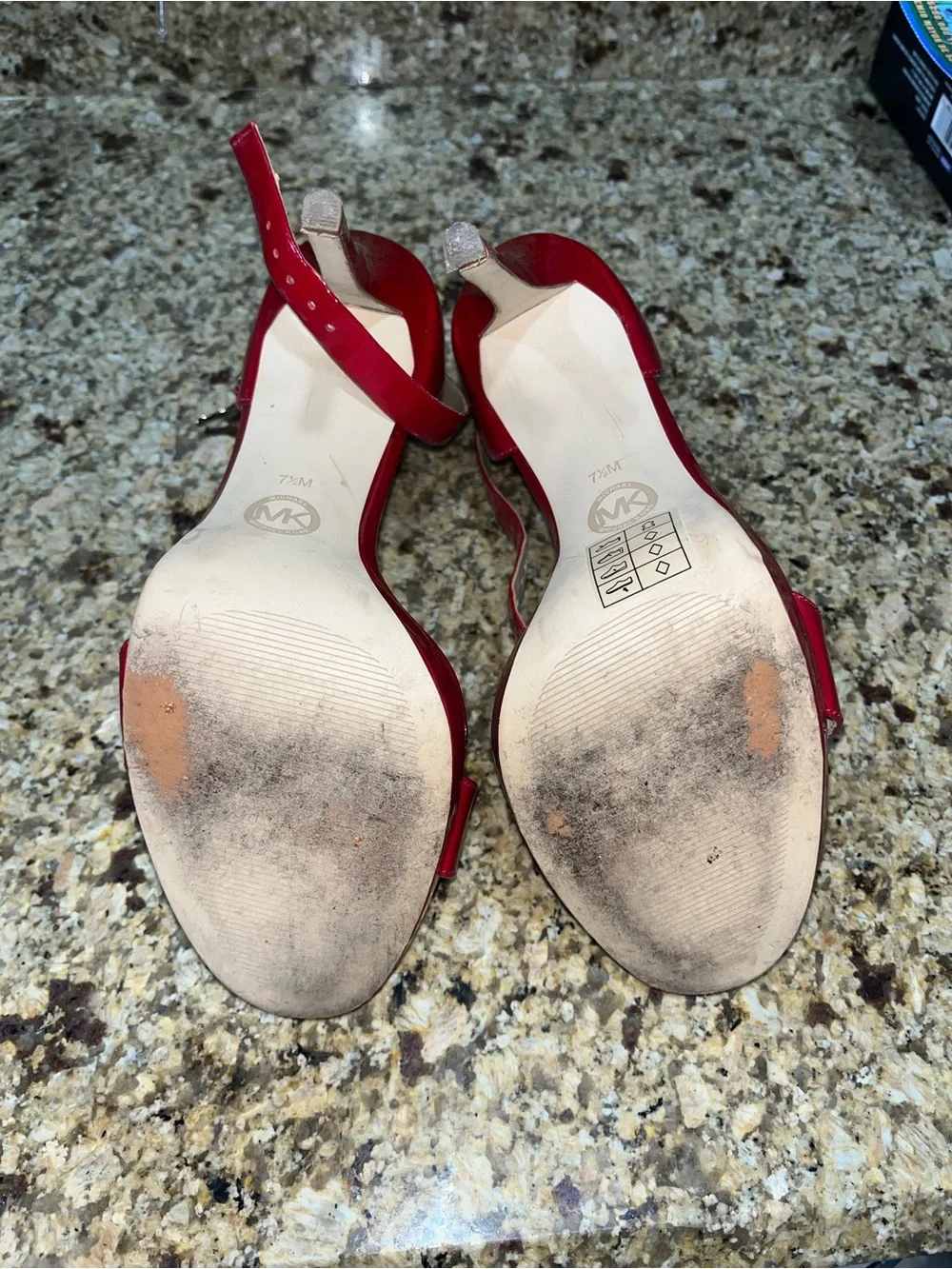 Michael Kors Red Patent Leather Ankle-Strap Heels
